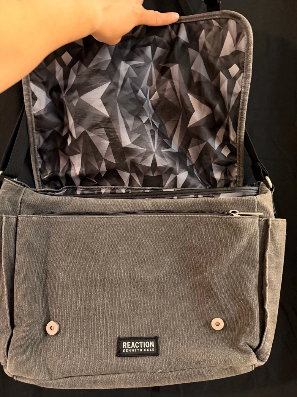 Fossil Canvas Messenger Bag for Men - Gray